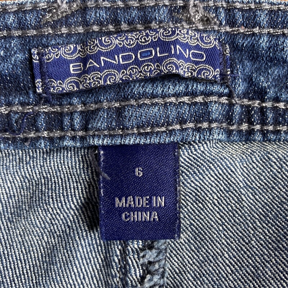Bandolino Lania Ankle Cropped Embroidered Stretch Denim Jeans Womens 6 32 32x26 - Picture 5 of 12